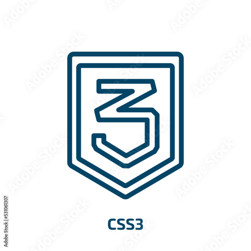 css3 icon from technology collection. Thin linear css3, html5, shield outline icon isolated on white background. Line vector css3 sign, symbol for web and mobile