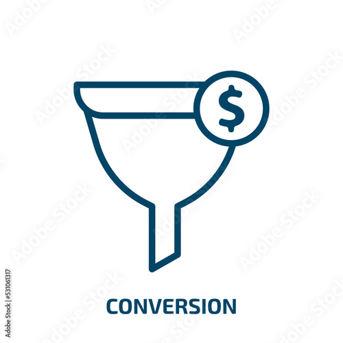 conversion icon from technology collection. Thin linear conversion, communication, conversation outline icon isolated on white background. Line vector conversion sign, symbol for web and mobile