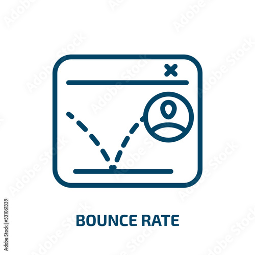 bounce rate icon from technology collection. Thin linear bounce rate, bounce, rate outline icon isolated on white background. Line vector bounce rate sign, symbol for web and mobile