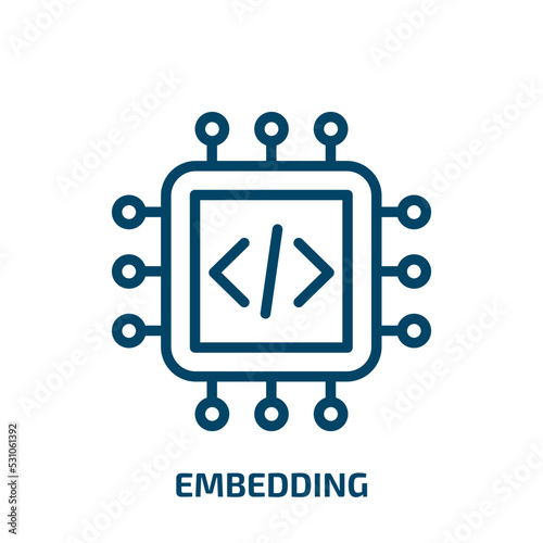 embedding icon from technology collection. Thin linear embedding, technology, card outline icon isolated on white background. Line vector embedding sign, symbol for web and mobile