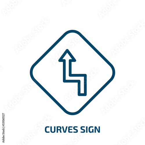 Free Download curves sign icon from traffic signs collection. Thin linear curves sign, curve, simple outline icon isolated on white background. Line vector curves sign sign, symbol for web and mobile - GFXLoad