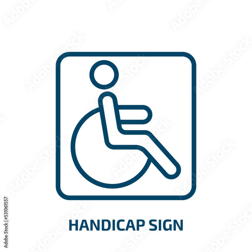 handicap sign icon from traffic signs collection. Thin linear handicap sign, handicap, disability outline icon isolated on white background. Line vector handicap sign sign, symbol for web and mobile