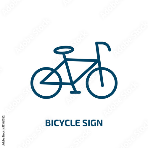 bicycle sign icon from traffic signs collection. Thin linear bicycle sign, bicycle, car outline icon isolated on white background. Line vector bicycle sign sign, symbol for web and mobile