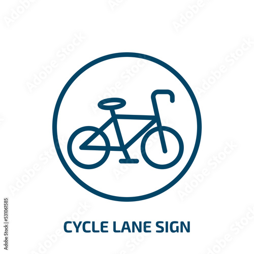 cycle lane sign icon from traffic signs collection. Thin linear cycle lane sign, bicycle, cycle outline icon isolated on white background. Line vector cycle lane sign sign, symbol for web and mobile