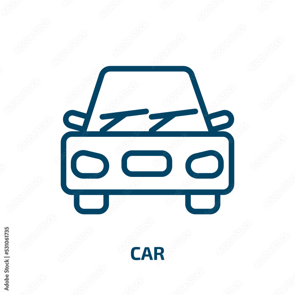 car icon from transportation collection. Thin linear car, service, vehicle outline icon isolated on white background. Line vector car sign, symbol for web and mobile