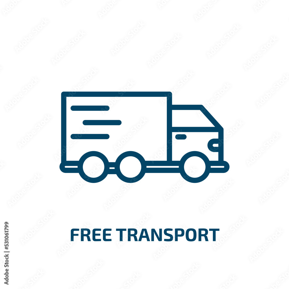 free transport icon from transport collection. Thin linear free transport, shipping, van outline icon isolated on white background. Line vector free transport sign, symbol for web and mobile free transport icon from transport collection. Thin linear free transport, shipping, van outline icon isolated on white background. Line vector free transport sign, symbol for web and mobile