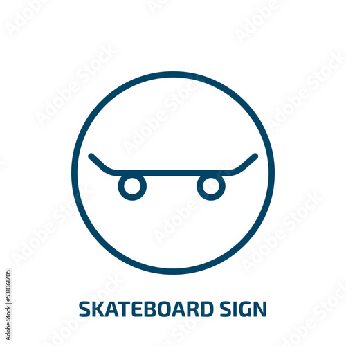 Free Download skateboard sign icon from traffic signs collection. Thin linear skateboard sign, skateboarding, sport outline icon isolated on white background. Line vector skateboard sign sign, symbol for web and - GFXLoad