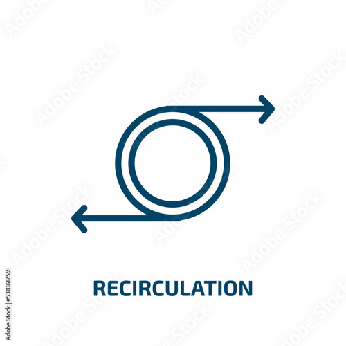 recirculation icon from transport collection. Thin linear recirculation, car, round outline icon isolated on white background. Line vector recirculation sign, symbol for web and mobile photo