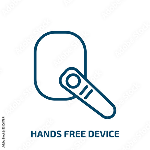 hands free device icon from transport collection. Thin linear hands free device, device, service outline icon isolated on white background. Line vector hands free device sign, symbol for web and