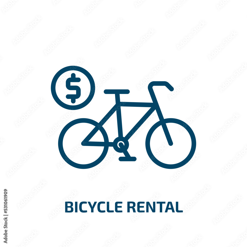 bicycle rental icon from transport collection. Thin linear bicycle rental, bicycle, cycle outline icon isolated on white background. Line vector bicycle rental sign, symbol for web and mobile bicycle rental icon from transport collection. Thin linear bicycle rental, bicycle, cycle outline icon isolated on white background. Line vector bicycle rental sign, symbol for web and mobile