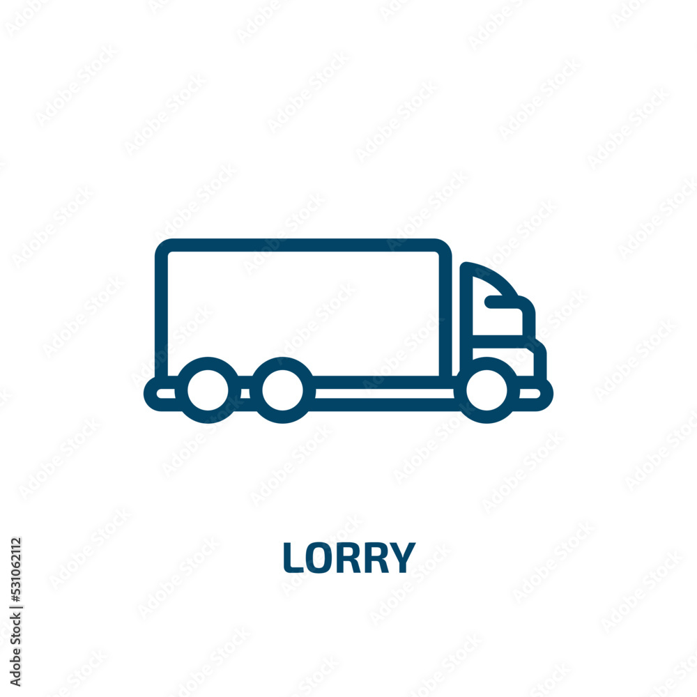 lorry icon from transportation collection. Thin linear lorry, shipping, delivery outline icon isolated on white background. Line vector lorry sign, symbol for web and mobile lorry icon from transportation collection. Thin linear lorry, shipping, delivery outline icon isolated on white background. Line vector lorry sign, symbol for web and mobile