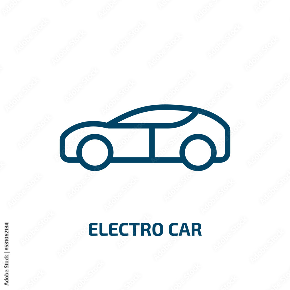 electro car icon from transportation collection. Thin linear electro car, eco, electro outline icon isolated on white background. Line vector electro car sign, symbol for web and mobile