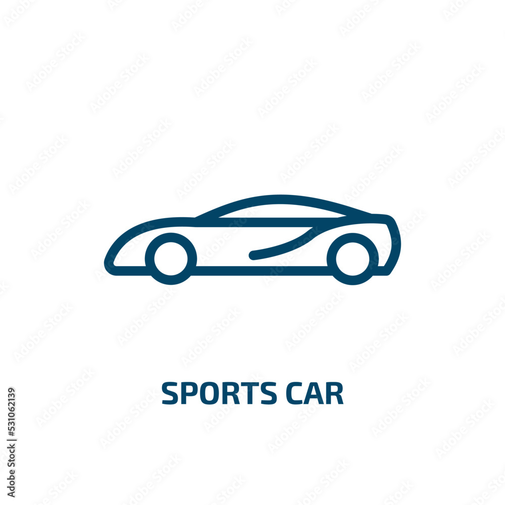Fototapeta premium sports car icon from transportation collection. Thin linear sports car, auto, speed outline icon isolated on white background. Line vector sports car sign, symbol for web and mobile