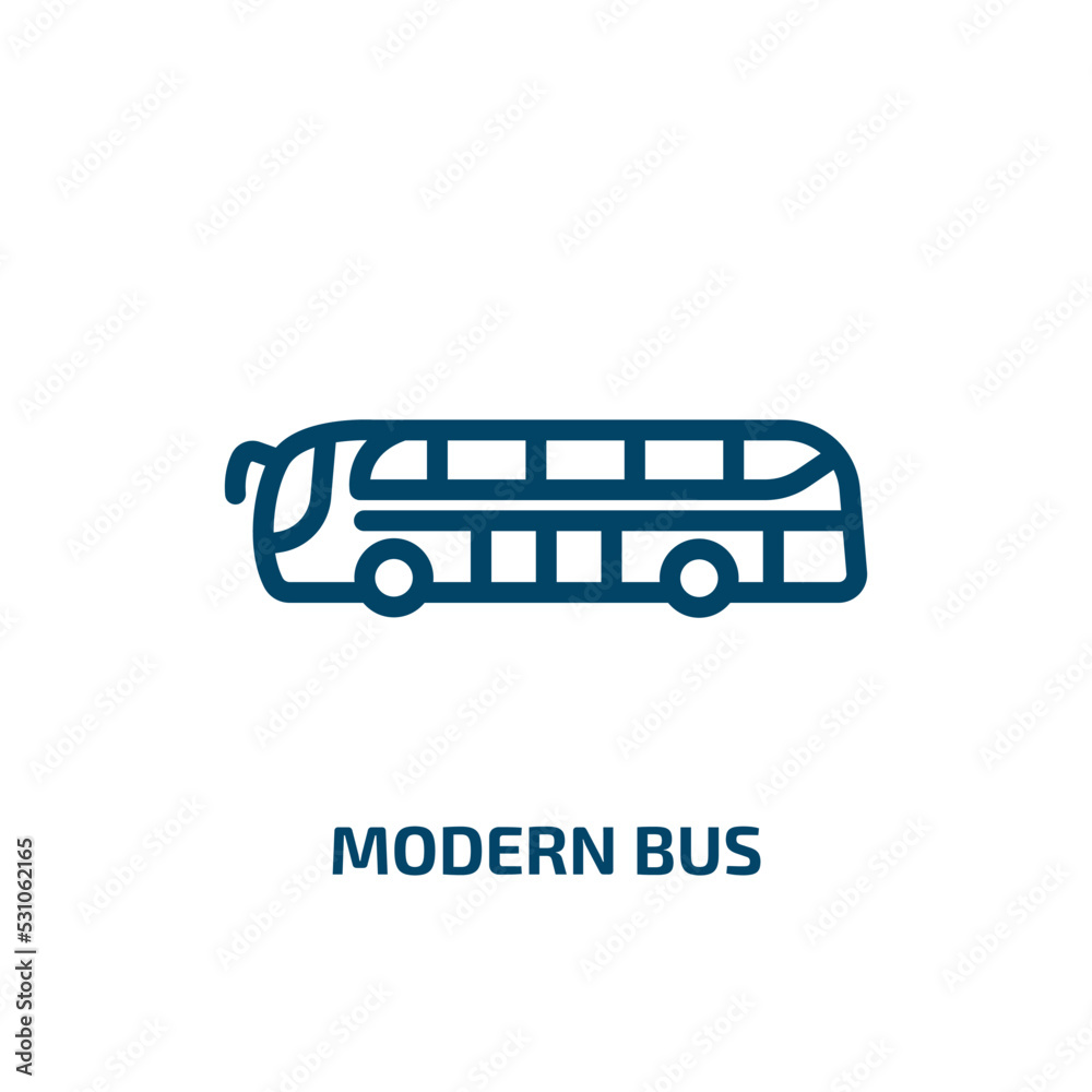 modern bus icon from transportation collection. Thin linear modern bus, bus, tourism outline icon isolated on white background. Line vector modern bus sign, symbol for web and mobile modern bus icon from transportation collection. Thin linear modern bus, bus, tourism outline icon isolated on white background. Line vector modern bus sign, symbol for web and mobile
