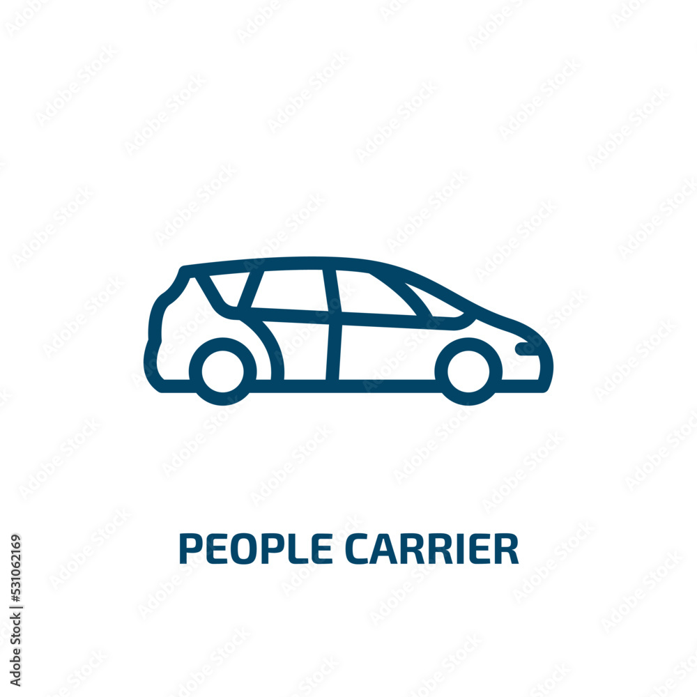 people carrier icon from transportation collection. Thin linear people carrier, woman, mail outline icon isolated on white background. Line vector people carrier sign, symbol for web and mobile