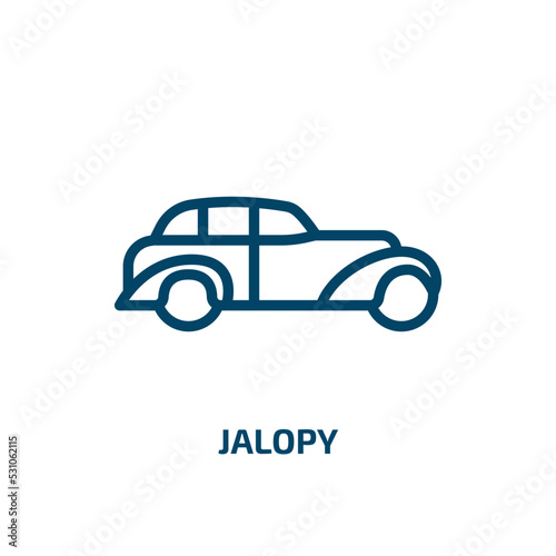 jalopy icon from transportation collection. Thin linear jalopy, diesel, auto outline icon isolated on white background. Line vector jalopy sign, symbol for web and mobile