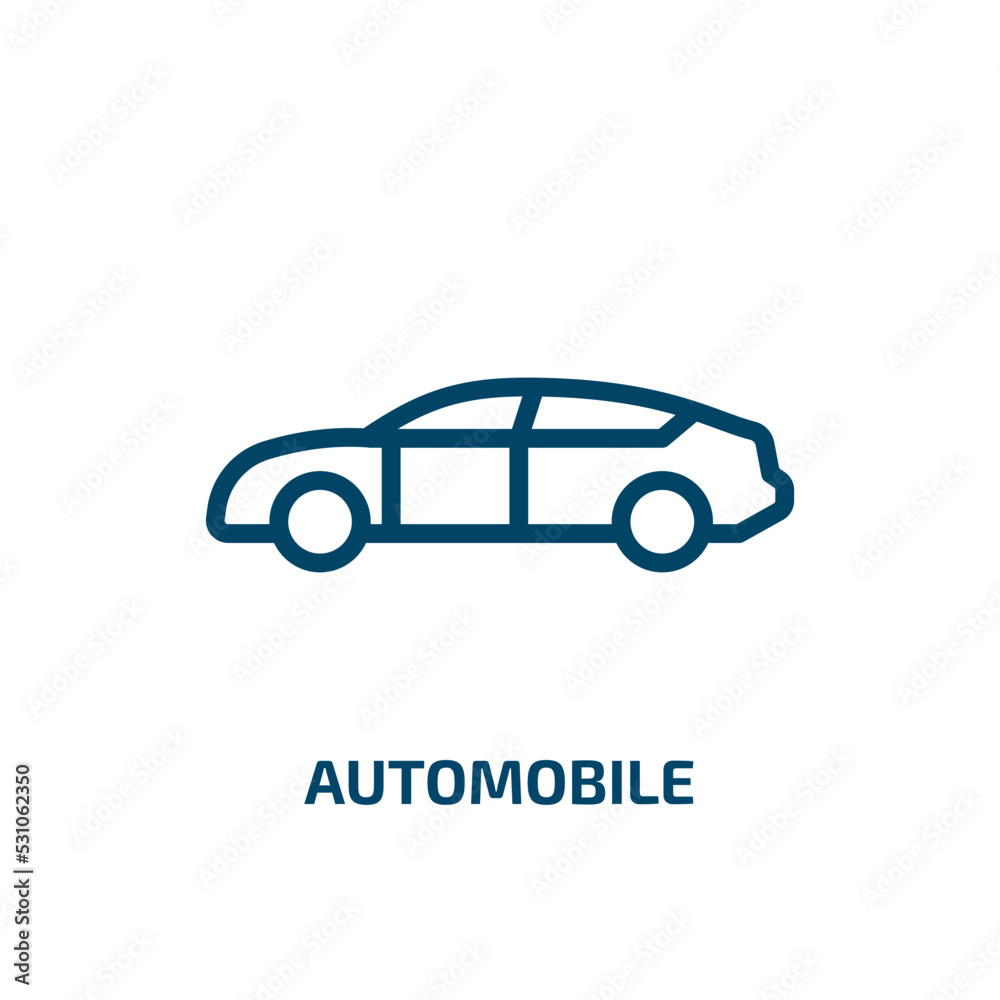 automobile icon from transportation collection. Thin linear automobile, vehicle, car outline icon isolated on white background. Line vector automobile sign, symbol for web and mobile