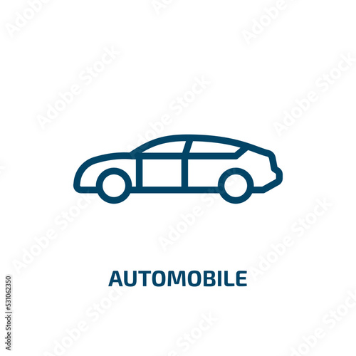 automobile icon from transportation collection. Thin linear automobile, vehicle, car outline icon isolated on white background. Line vector automobile sign, symbol for web and mobile