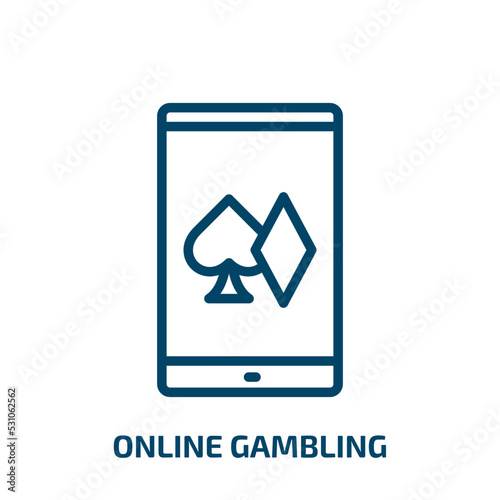 online gambling icon from user interface collection. Thin linear online gambling, gambling, game outline icon isolated on white background. Line vector online gambling sign, symbol for web and mobile