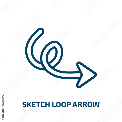 sketch loop arrow icon from user interface collection. Thin linear sketch loop arrow, arrow, navigation outline icon isolated on white background. Line vector sketch loop arrow sign, symbol for web