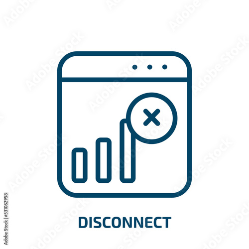 disconnect icon from user interface collection. Thin linear disconnect, connection, network outline icon isolated on white background. Line vector disconnect sign, symbol for web and mobile
