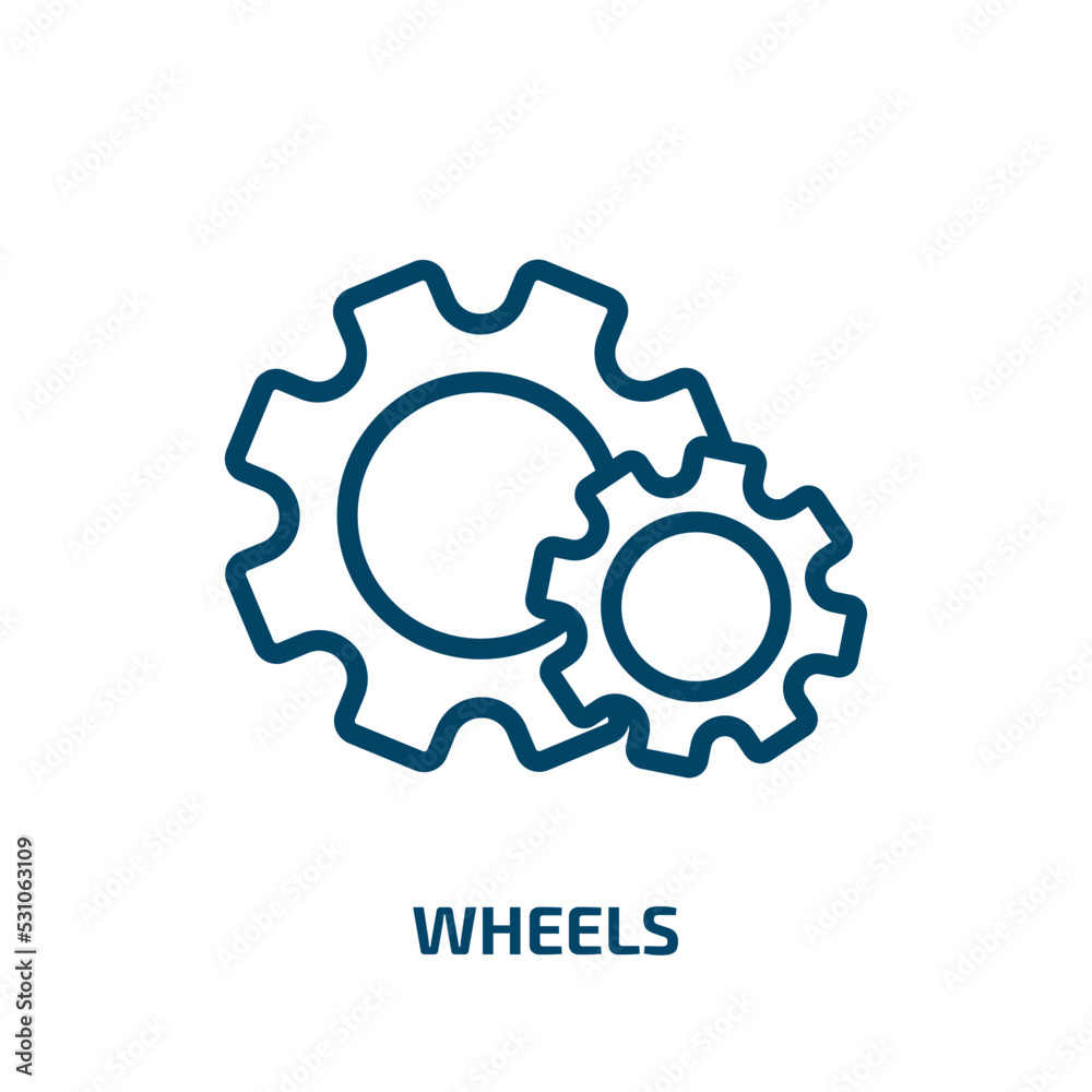 wheels icon from user interface collection. Thin linear wheels, wheel, business outline icon isolated on white background. Line vector wheels sign, symbol for web and mobile