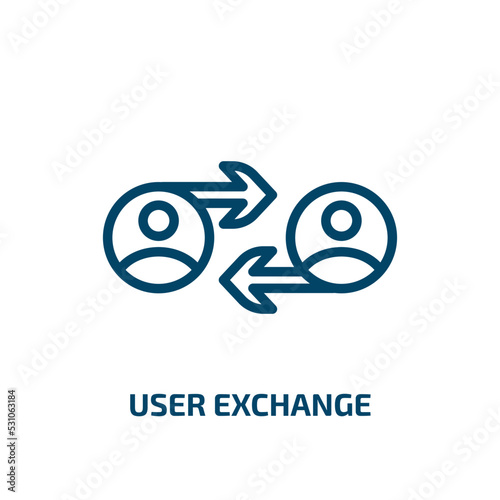 user exchange symbol icon from user interface collection. Thin linear user exchange symbol, business, exchange outline icon isolated on white background. Line vector user exchange symbol sign, symbol