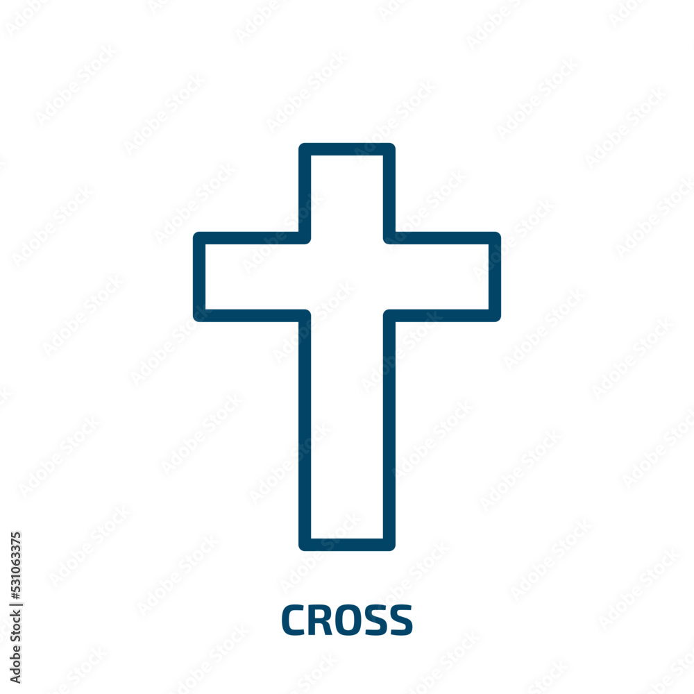 cross outline icon from user interface collection. Thin linear cross outline, cross, medical outline icon isolated on white background. Line vector cross outline sign, symbol for web and mobile cross outline icon from user interface collection. Thin linear cross outline, cross, medical outline icon isolated on white background. Line vector cross outline sign, symbol for web and mobile