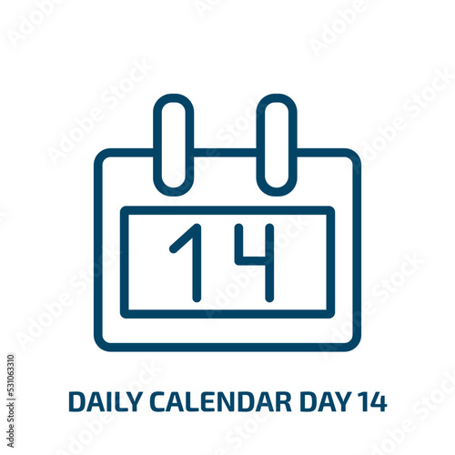 daily calendar day 14 icon from user interface collection. Thin linear daily calendar day 14, 14, date outline icon isolated on white background. Line vector daily calendar day 14 sign, symbol for web