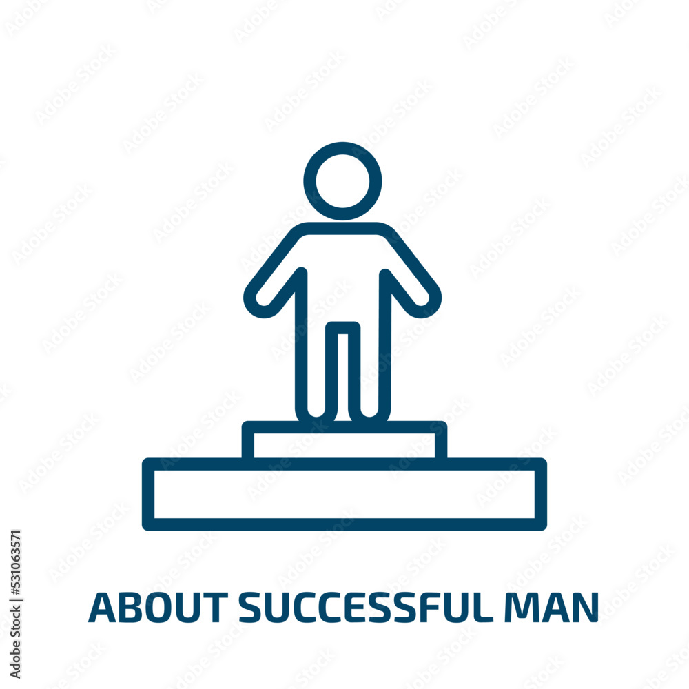 about successful man icon from user interface collection. Thin linear about successful man, success, man outline icon isolated on white background. Line vector about successful man sign, symbol for