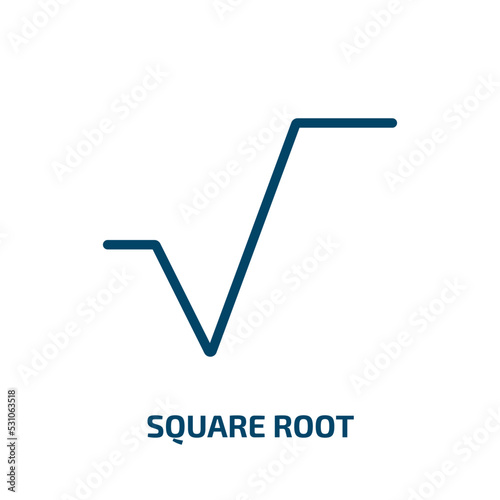 square root icon from user interface collection. Thin linear square root, square, math outline icon isolated on white background. Line vector square root sign, symbol for web and mobile