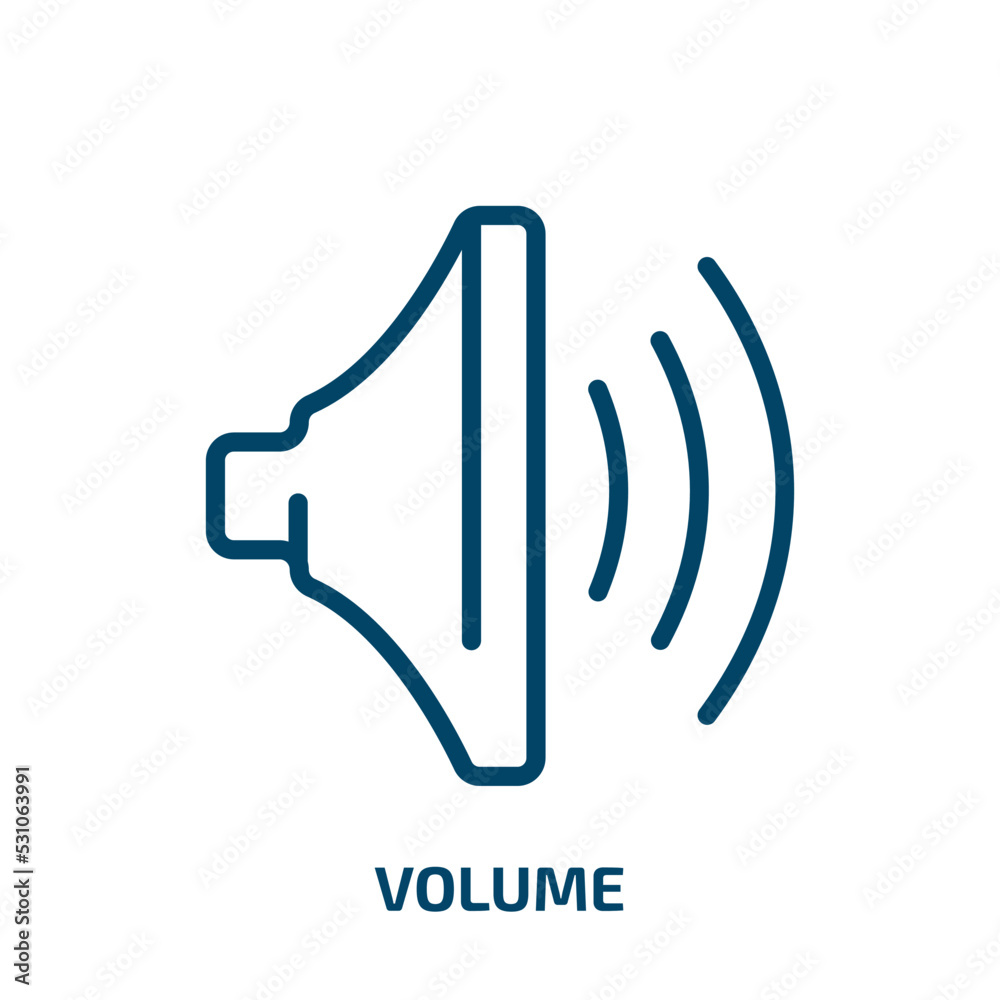 volume icon from user interface collection. Thin linear volume, sound, audio outline icon isolated on white background. Line vector volume sign, symbol for web and mobile