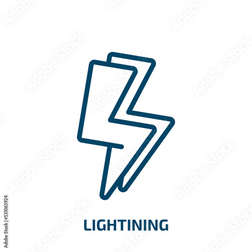 lightining icon from user interface collection. Thin linear lightining, thunderbolt, thunder outline icon isolated on white background. Line vector lightining sign, symbol for web and mobile