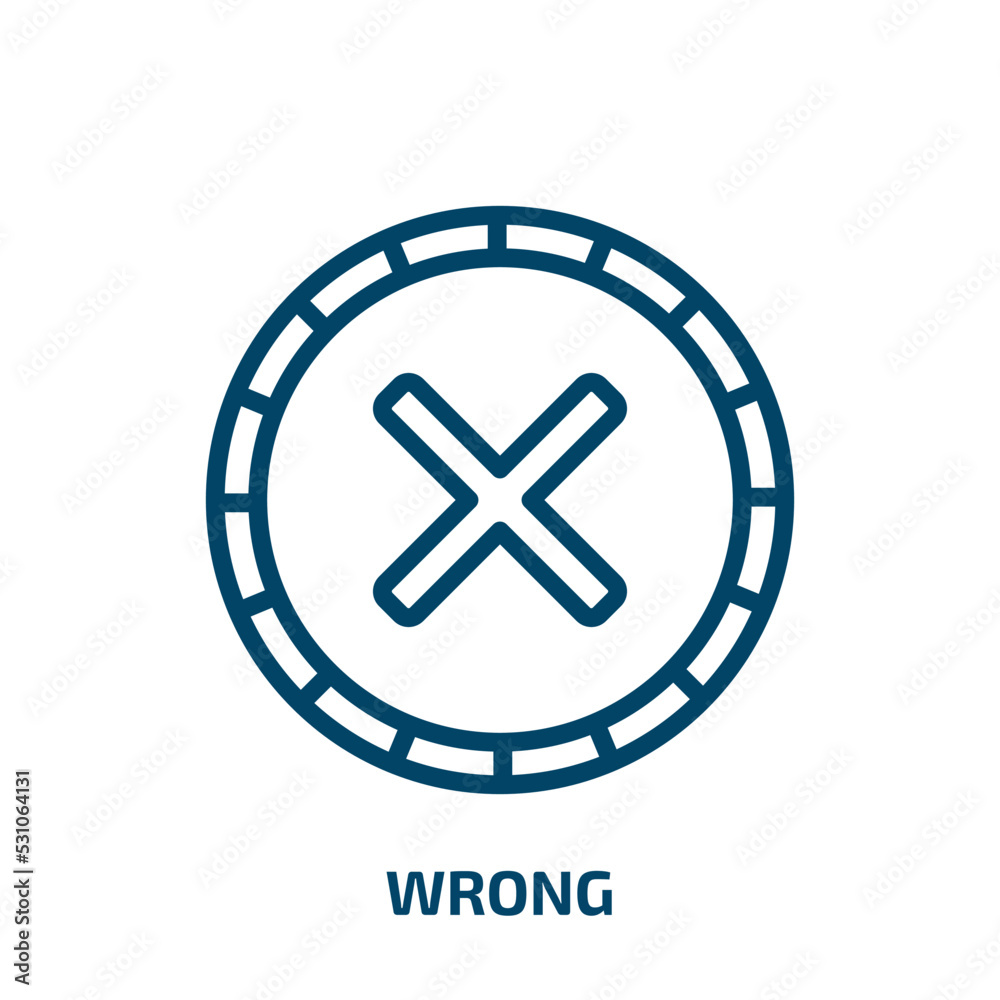 Obraz premium wrong icon from user interface collection. Thin linear wrong, no, reject outline icon isolated on white background. Line vector wrong sign, symbol for web and mobile