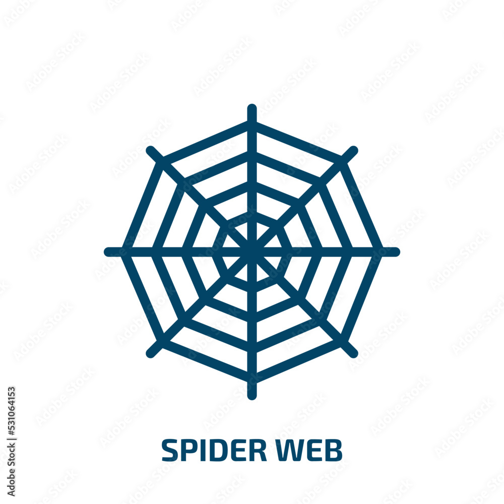 spider web icon from user interface collection. Thin linear spider web, horror, spooky outline icon isolated on white background. Line vector spider web sign, symbol for web and mobile spider web icon from user interface collection. Thin linear spider web, horror, spooky outline icon isolated on white background. Line vector spider web sign, symbol for web and mobile