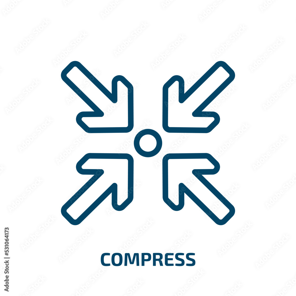 compress icon from user interface collection. Thin linear compress, data, file outline icon isolated on white background. Line vector compress sign, symbol for web and mobile compress icon from user interface collection. Thin linear compress, data, file outline icon isolated on white background. Line vector compress sign, symbol for web and mobile
