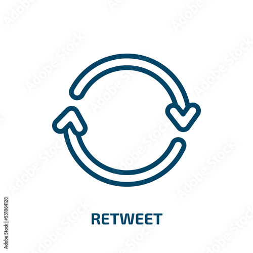 retweet icon from user interface collection. Thin linear retweet, internet, button outline icon isolated on white background. Line vector retweet sign, symbol for web and mobile