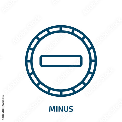 minus icon from user interface collection. Thin linear minus, plus, internet outline icon isolated on white background. Line vector minus sign, symbol for web and mobile