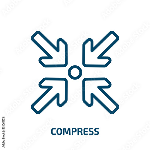 compress icon from user interface collection. Thin linear compress, data, file outline icon isolated on white background. Line vector compress sign, symbol for web and mobile