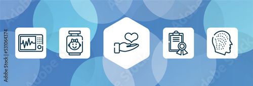 allergies outline icon set isolated on blue abstract background. thin line icons such as icu, baby food, donator, medical certificate, allergy vector. can be used for web and mobile.