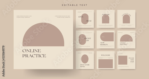 set of minimalist aesthetic social media post template