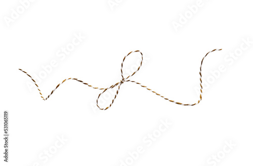 Christmas flaxen rope and bow isolated png. element waves 