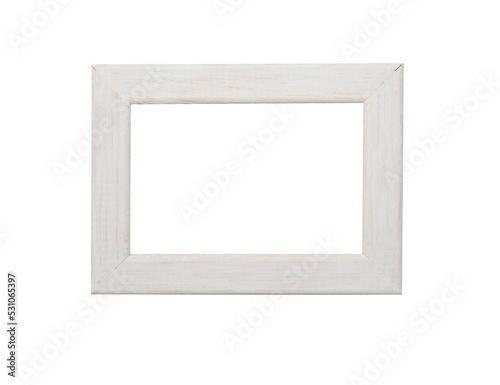 Vintage white wooden frame isolated png for photo or picture photo