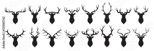 Canvastavla Head of deer silhouettes vector
