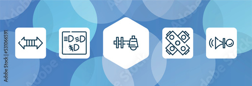 car parts outline icon set isolated on blue abstract background. thin line icons such as car indicator, car dashboard, sump, gasket, horn vector. can be used for web and mobile.