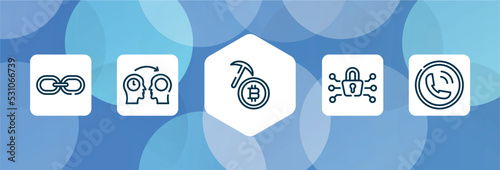strategy and management outline icon set isolated on blue abstract background. thin line icons such as web link, mentor, bitcoin mining, cryptography, calling vector. can be used for web and mobile.