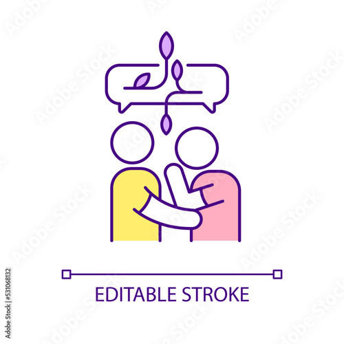 Healthiest way to communicate RGB color icon. Conflict resolution. Effective exchange of feelings. Isolated vector illustration. Simple filled line drawing. Editable stroke. Arial font used