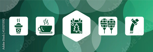 winter filled icon set isolated on abstract background. glyph icons such as hot drink, hot tea, christmas day, snowshoes, winter scarf vector. can be used for web and mobile.