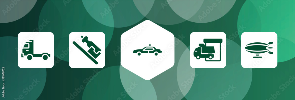 transporters filled icon set isolated on abstract background. glyph ...