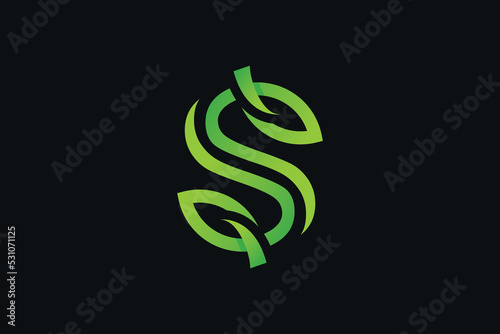Unique Letter S and Leaf Logo Design